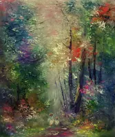 Magic forest — original impressionist oil painting by Volodymyr Myriyevskyy, 50 × 60 cm (20″ × 24″) — photo 1