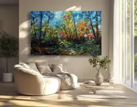 Path through the woods — original impressionist oil painting by Volodymyr Myriyevskyy, 80 × 50 cm (31″ × 20″) — photo 3