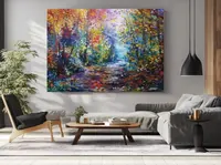 Shadows in Forest — original impressionist oil painting by Volodymyr Myriyevskyy, 70 × 50 cm (28″ × 20″) — photo 5