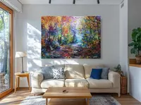 Shadows in Forest — original impressionist oil painting by Volodymyr Myriyevskyy, 70 × 50 cm (28″ × 20″) — photo 6