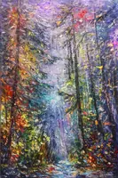 Forest of Dreams in Violet Light — original oil painting by Volodymyr Myriyevskyy