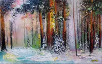 Snow forest — original oil painting by Volodymyr Myriyevskyy