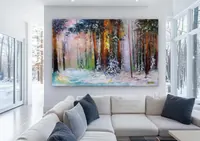 Snow forest — original impressionist oil painting by Volodymyr Myriyevskyy, 80 × 50 cm (31″ × 20″) — photo 6