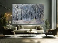 Winter Forest in Blue and Pink — original impressionist oil painting by Volodymyr Myriyevskyy, 80 × 50 cm (31″ × 20″) — photo 6