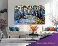 Autumn stroll — original impressionist oil painting by Volodymyr Myriyevskyy, 80 × 50 cm (31″ × 20″) — photo 4
