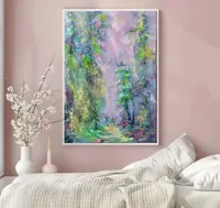 Light deep in the woods — original impressionist oil painting by Volodymyr Myriyevskyy, 50 × 70 cm (20″ × 28″) — photo 2