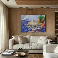 Mediterranean coastal village — original impressionist oil painting by Volodymyr Myriyevskyy, 70 × 50 cm (28″ × 20″) — photo 5