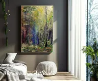 Sunlight in forest — original impressionist oil painting by Volodymyr Myriyevskyy, 40 × 60 cm (16″ × 24″) — photo 4