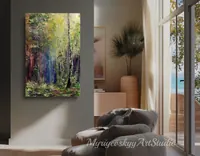 Sunlight in forest — original impressionist oil painting by Volodymyr Myriyevskyy, 40 × 60 cm (16″ × 24″) — photo 6