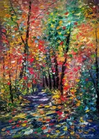 Forest Shadows — original impressionist oil painting by Volodymyr Myriyevskyy, 50 × 70 cm (20″ × 28″) — photo 1