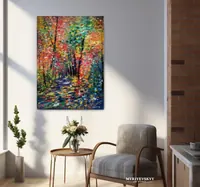 Forest Shadows — original impressionist oil painting by Volodymyr Myriyevskyy, 50 × 70 cm (20″ × 28″) — photo 4