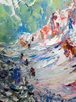 Mountain climbers — original impressionist oil painting by Volodymyr Myriyevskyy, 70 × 50 cm (28″ × 20″) — photo 6