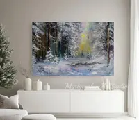 Winter Light Through the Pines — original impressionist oil painting by Volodymyr Myriyevskyy, 60 × 40 cm (24″ × 16″) — photo 4