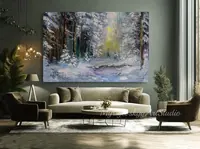 Winter Light Through the Pines — original impressionist oil painting by Volodymyr Myriyevskyy, 60 × 40 cm (24″ × 16″) — photo 5