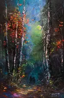 Night Wanderers — original impressionist oil painting by Volodymyr Myriyevskyy, 40 × 60 cm (16″ × 24″) — photo 1