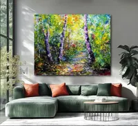 Forest with birch trees — original impressionist oil painting by Volodymyr Myriyevskyy, 60 × 50 cm (24″ × 20″) — photo 5