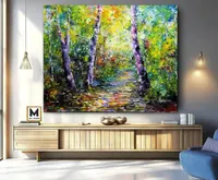 Forest with birch trees — original impressionist oil painting by Volodymyr Myriyevskyy, 60 × 50 cm (24″ × 20″) — photo 6
