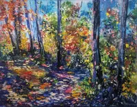 Purple Forest — original impressionist oil painting by Volodymyr Myriyevskyy, 50 × 40 cm (20″ × 16″) — photo 1