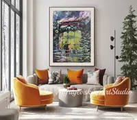 Christmas toy store & Santa Claus — original impressionist oil painting by Volodymyr Myriyevskyy, 60 × 80 cm (24″ × 31″) — photo 4