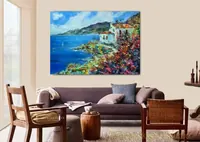House By The Sea Among Flowers — original impressionist oil painting by Volodymyr Myriyevskyy, 70 × 50 cm (28″ × 20″) — photo 4