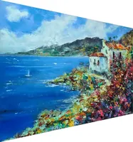 House By The Sea Among Flowers — original impressionist oil painting by Volodymyr Myriyevskyy, 70 × 50 cm (28″ × 20″) — photo 6