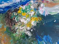 A Walk in the Summer Woods — original impressionist oil painting by Volodymyr Myriyevskyy, 70 × 50 cm (28″ × 20″) — photo 3