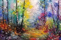 Enchanted Forest Entrance — original impressionist oil painting by Volodymyr Myriyevskyy, 60 × 40 cm (24″ × 16″) — photo 1