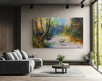 Enchanted Forest Lake — original impressionist oil painting by Volodymyr Myriyevskyy, 80 × 50 cm (31″ × 20″) — photo 3