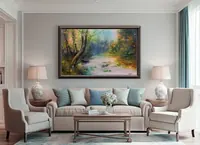 Enchanted Forest Lake — original impressionist oil painting by Volodymyr Myriyevskyy, 80 × 50 cm (31″ × 20″) — photo 4