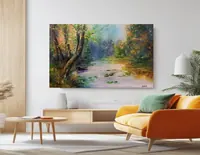 Enchanted Forest Lake — original impressionist oil painting by Volodymyr Myriyevskyy, 80 × 50 cm (31″ × 20″) — photo 5