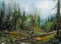 Enchanted Misty Forest — original oil painting by Volodymyr Myriyevskyy
