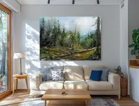 Enchanted Misty Forest — original impressionist oil painting by Volodymyr Myriyevskyy, 70 × 50 cm (28″ × 20″) — photo 2