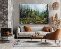 Enchanted Misty Forest — original impressionist oil painting by Volodymyr Myriyevskyy, 70 × 50 cm (28″ × 20″) — photo 4