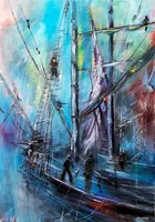 Men's work — original oil painting by Volodymyr Myriyevskyy