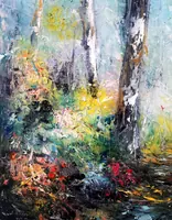 Romantic Stroll Among the Birches — original impressionist oil painting by Volodymyr Myriyevskyy, 50 × 60 cm (20″ × 24″) — photo 5