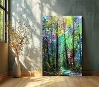 Emerald Forest Trail, Deep Green — original impressionist oil painting by Volodymyr Myriyevskyy, 40 × 60 cm (16″ × 24″) — photo 4