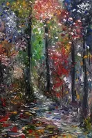 Forest of Dreams, Red Maples — original oil painting by Volodymyr Myriyevskyy
