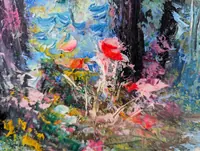 Forest Serenity — original impressionist oil painting by Volodymyr Myriyevskyy, 70 × 50 cm (28″ × 20″) — photo 3