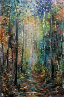 Path in the Woods, Drifting Leaves — original oil painting by Volodymyr Myriyevskyy