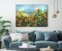 Sunflowers in the wind — original impressionist oil painting by Volodymyr Myriyevskyy, 70 × 50 cm (28″ × 20″) — photo 4
