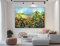 Sunflowers in the wind — original impressionist oil painting by Volodymyr Myriyevskyy, 70 × 50 cm (28″ × 20″) — photo 6