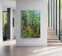Birch Forest Path Green Light — original impressionist oil painting by Volodymyr Myriyevskyy, 50 × 70 cm (20″ × 28″) — photo 2