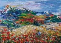 Mountain Meadow in Bloom — original oil painting by Volodymyr Myriyevskyy