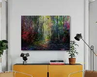 Mystical Forest Path in Sunlight — original impressionist oil painting by Volodymyr Myriyevskyy, 70 × 50 cm (28″ × 20″) — photo 3