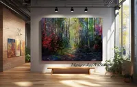 Mystical Forest Path in Sunlight — original impressionist oil painting by Volodymyr Myriyevskyy, 70 × 50 cm (28″ × 20″) — photo 4