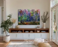 Magical Birch Forest — original impressionist oil painting by Volodymyr Myriyevskyy, 70 × 50 cm (28″ × 20″) — photo 3