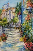 Mediterranean Flower Street — original oil painting by Volodymyr Myriyevskyy