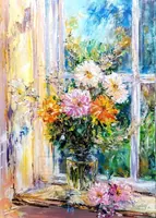 Flowers in Vase — original oil painting by Volodymyr Myriyevskyy