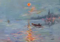 Evening on the Water — original impressionist oil painting by Volodymyr Myriyevskyy, 70 × 50 cm (28″ × 20″) — photo 1