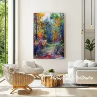 Path in the Woods, Autumn Birches — original impressionist oil painting by Volodymyr Myriyevskyy, 40 × 60 cm (16″ × 24″) — photo 4